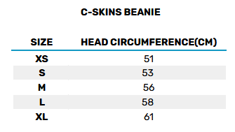 2025 CSkins Beanie 0 Size Chart